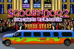 Scooby-Doo 2: Monsters Unleashed title screen for GameBoy Advance